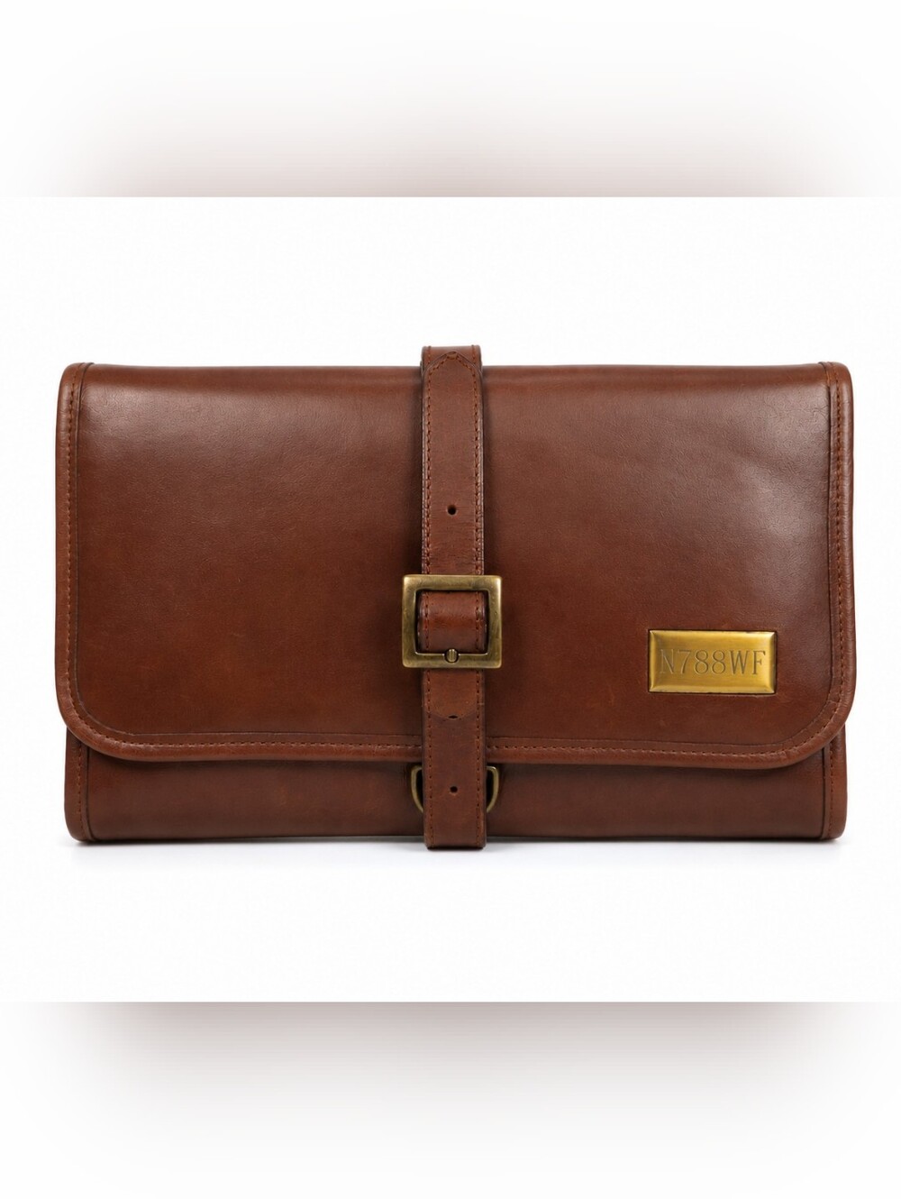 Things Remembered N788WF Brown Leather Travel Organizer Clutch Portfolio Unisex